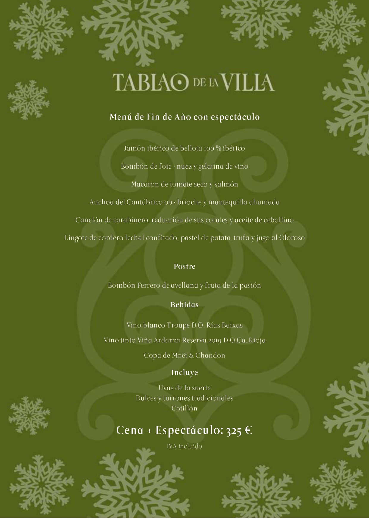 Cena Nochevieja Madrid 2026 - 2027 Tablao de la Villa